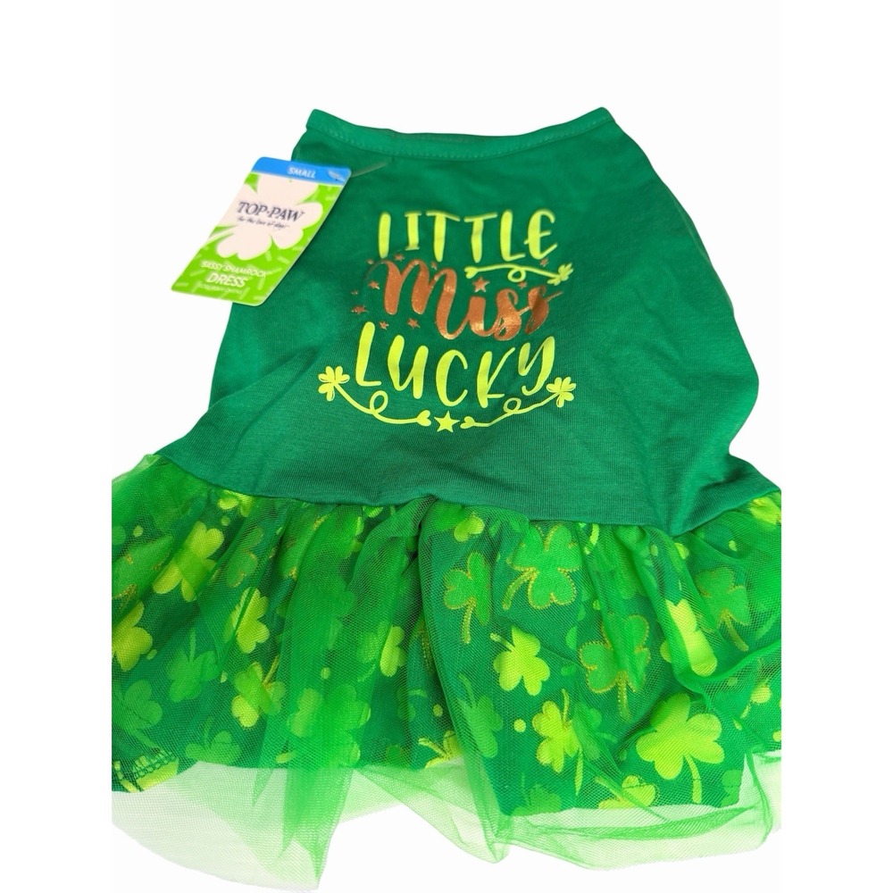 Top Paw Dog Dress Little Miss Lucky St Patrick's Day Size Small NWT